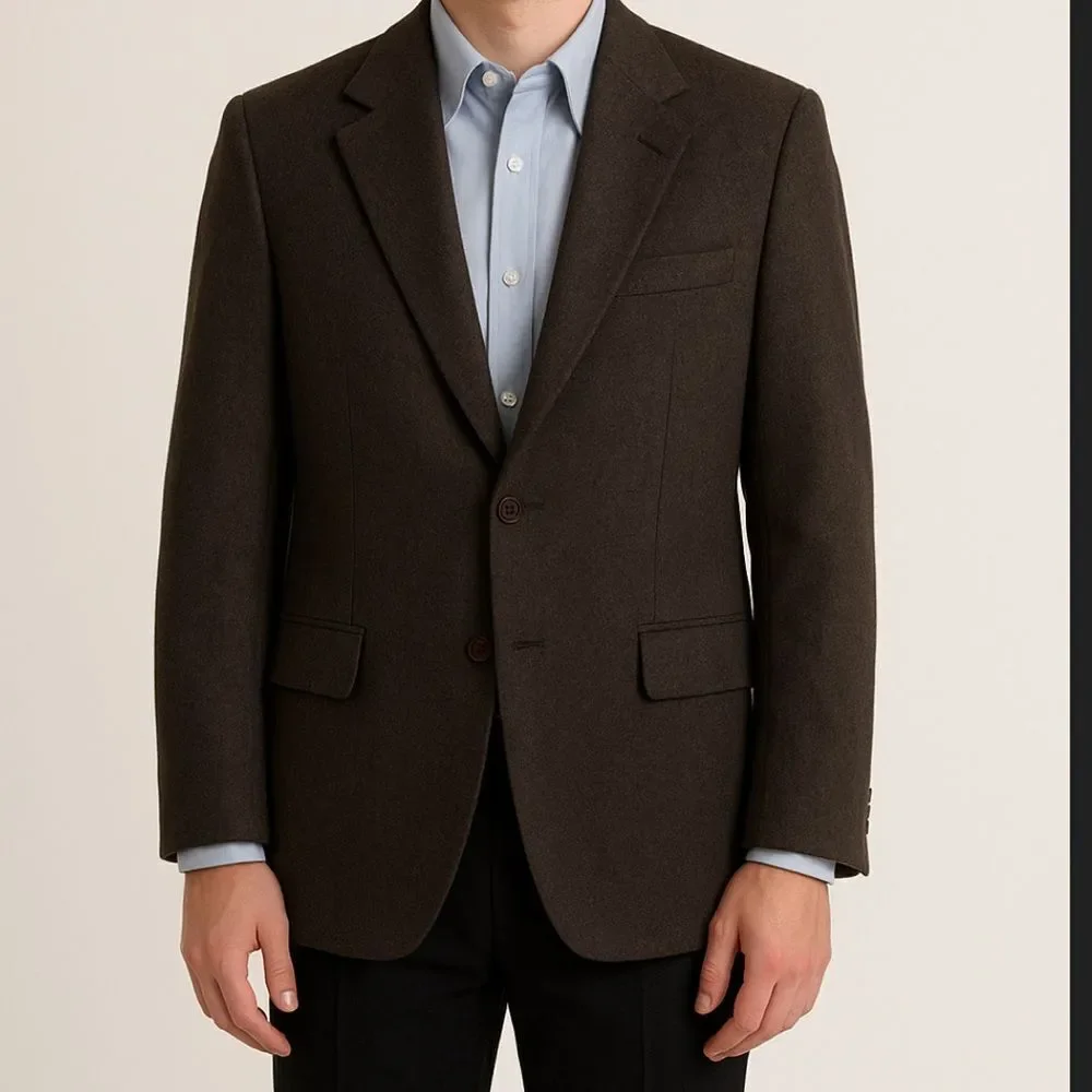 BROOKS BROTHERS Dark Grey Camel Hair Sport Coat-44R